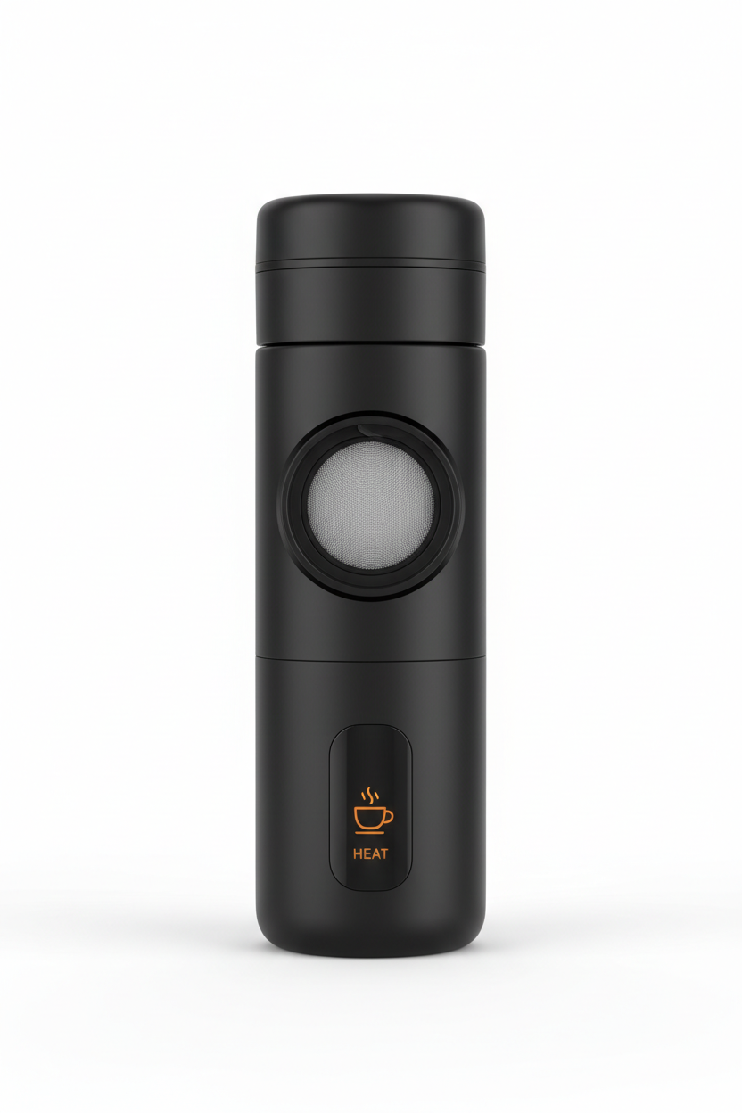 Black all-in-one portable coffee bottle