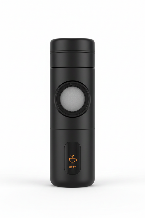 Black all-in-one portable coffee bottle