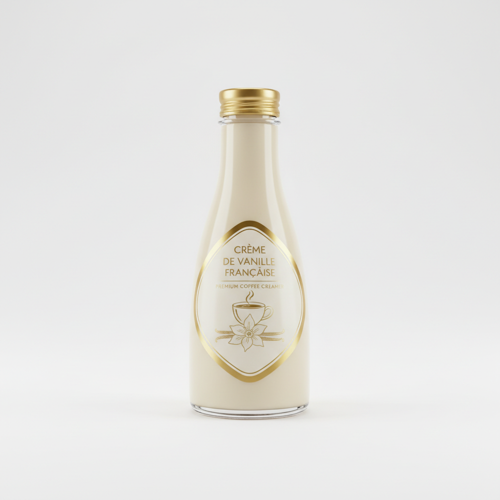 Premium French vanilla coffee creamer bottle
